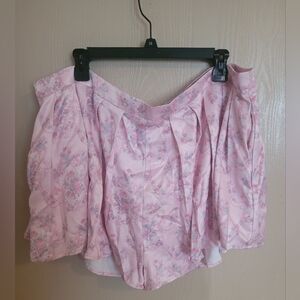 Sugar Thrillz Pink Floral Satin Pleated  Coquette Shorts Size 3xl
